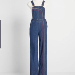 Modcloth Rainbow denim overalls